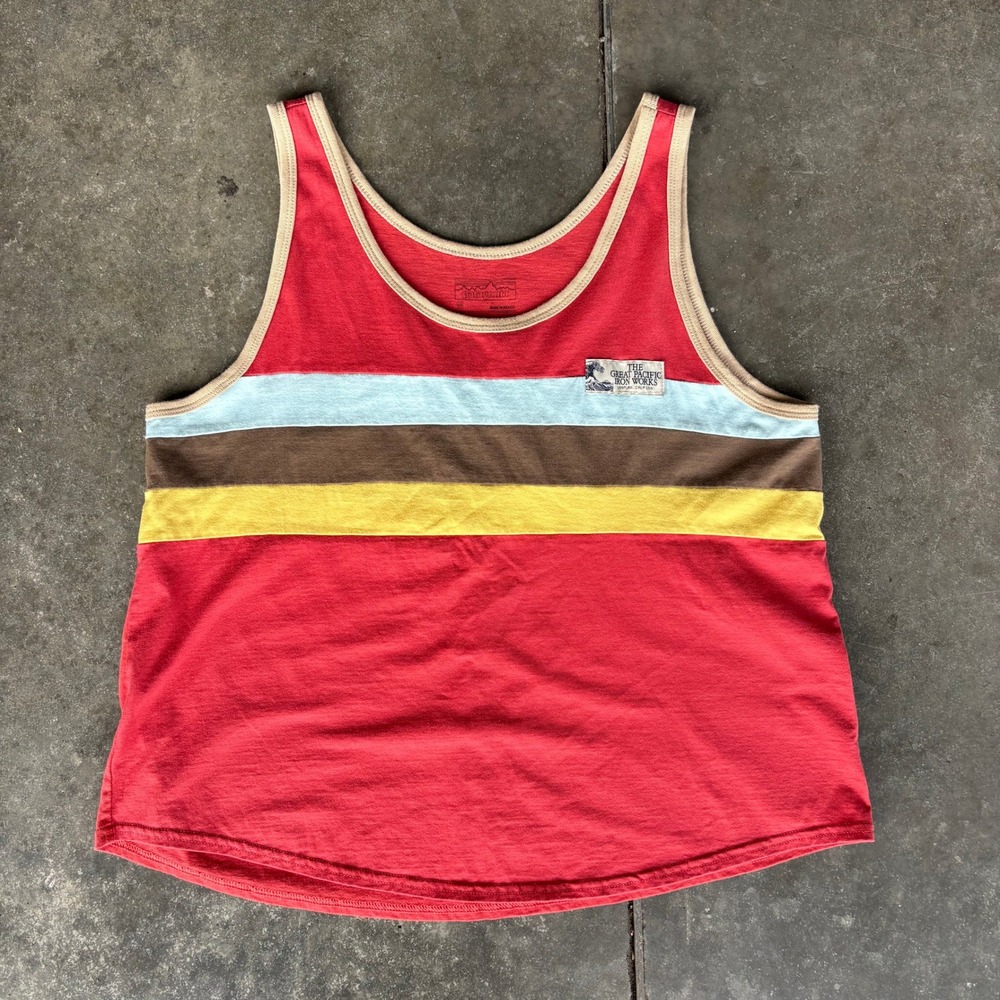 Patagonia Great Pacific Iron Works Tank Top Women's Medium Striped Summer Beach
